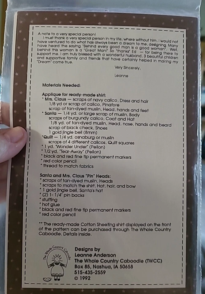 Vtg Sewing Pattern 1992 Behind Every Good Man Santa Craft Sweatshirt Applique - Image 3 of 4