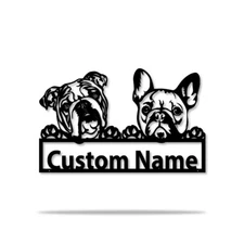 Personalized French Bulldog Metal Signs, Custom Puppy Decor, Housewarming Gifts