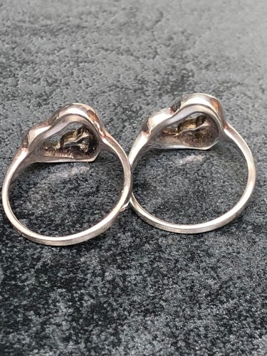 925 Silver Design Heart 2 Of Ring With Zircon Sizes Q - Picture 4 of 5
