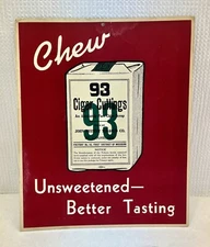 NOS Original Chew ‘93 CIGAR CUTTINGS’  Cardboard Countertop Store Display Sign