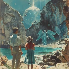 Original Art Surrealism Giclee, signed Dr. Shrinker,  Giclee "Hologram Angel"