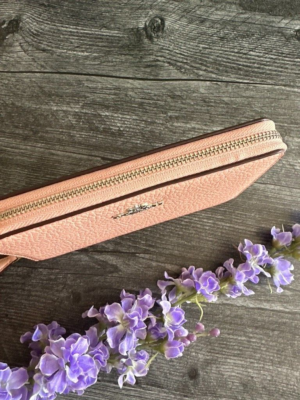Coach C4124 New Medium ID Zip Around Wallet Light Pink Pebbled