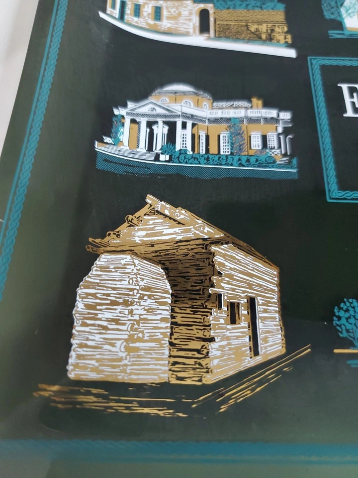 Plato de baratija decorativo de vidrio vintage coleccionable famoso hogar monumentos históricos Foto 4 de 4