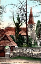 Swansea Wales Sketty Church Hand Colored Printed Postcard Unposted