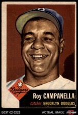 1953 Topps #27 Roy Campanella Dodgers DOUBLE-PRINT HOF MVPw 2 - GOOD