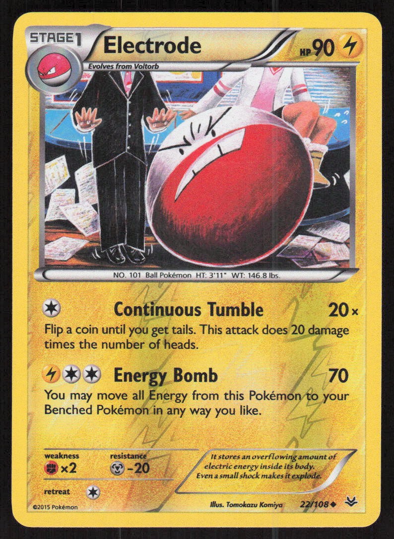 Electrode 22/108 Uncommon Roaring Skies Pokemon Reverse Holo Lightly Played