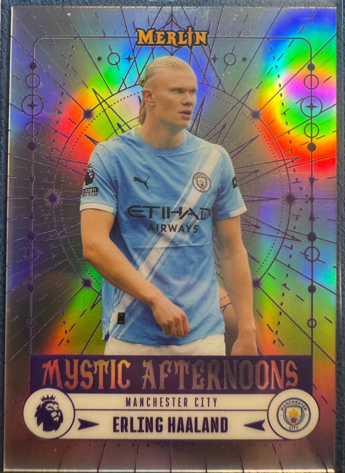 2026 Topps Merlin #MA-13 Erling Haaland Mystic Afternoons Refractor view 1