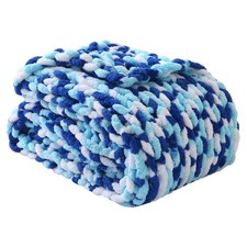 Chunky Knit Blanket 50"x60", Soft Chenille Throw Blanket Cozy 100 Handmade C...