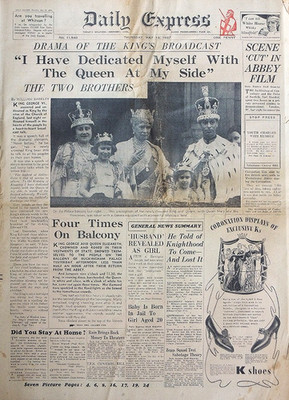 DAIL EXPRESS ZEITUNG 13. MAI 1937 KÖNIG GEORGE VI WIRD GEKRÖNT KRÖNUNGSBRIEF