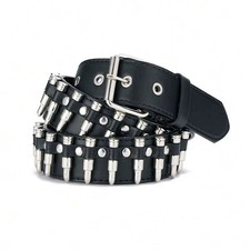 Punk Fake Bullet Belt Black Metal Chain Y2K Jeans Belt Unisex