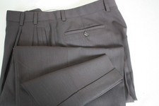 ZANELLA Men  s Vintage Pants Wool Jesse Model Quad Pleated Super Fine Wool Brown