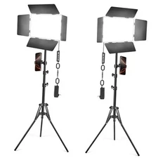 LED Video Light Kit with Barn Door, Icceue Photography Light Panel with 2 Pack