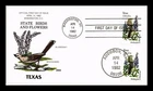 DR JIM STAMPS US COVER TEXAS STATE BIRD FLOWER FDC COLLINS HAND PAINTED