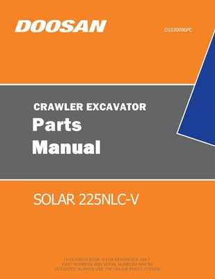 Daewoo Doosan SOLAR 225NLC-V Crawler Excavator Parts Catalog Manual