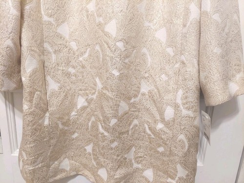 Mini abito donna Neiman Marcus taglia 14 oro e avorio floreale metallizzato nuovo con etichette - Foto 4 di 13