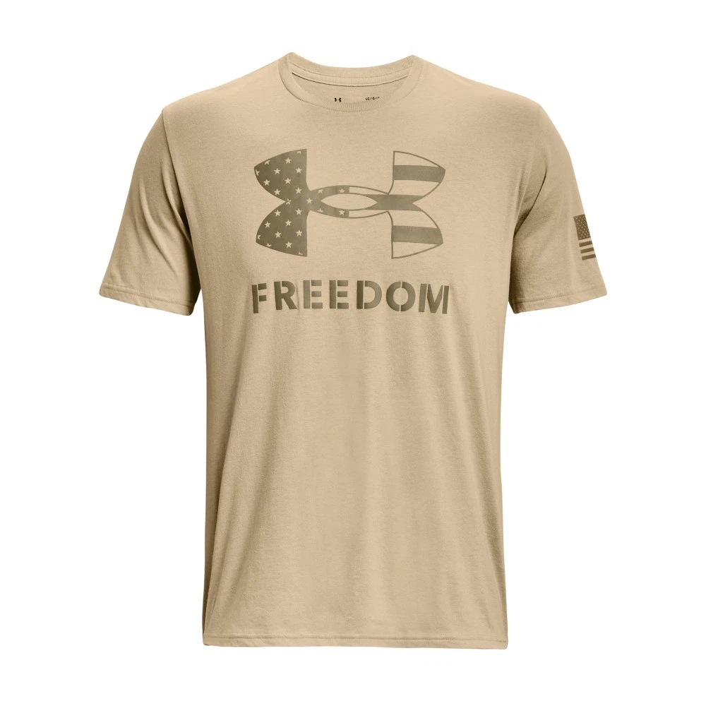 Under Armour 1370811 Men's UA Freedom Logo T-Shirt, Sand/Federal Tan, Large