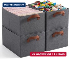 4 Pack Large Capacity Closet Storage bins, Foldable Storage Bins for Shelves, La