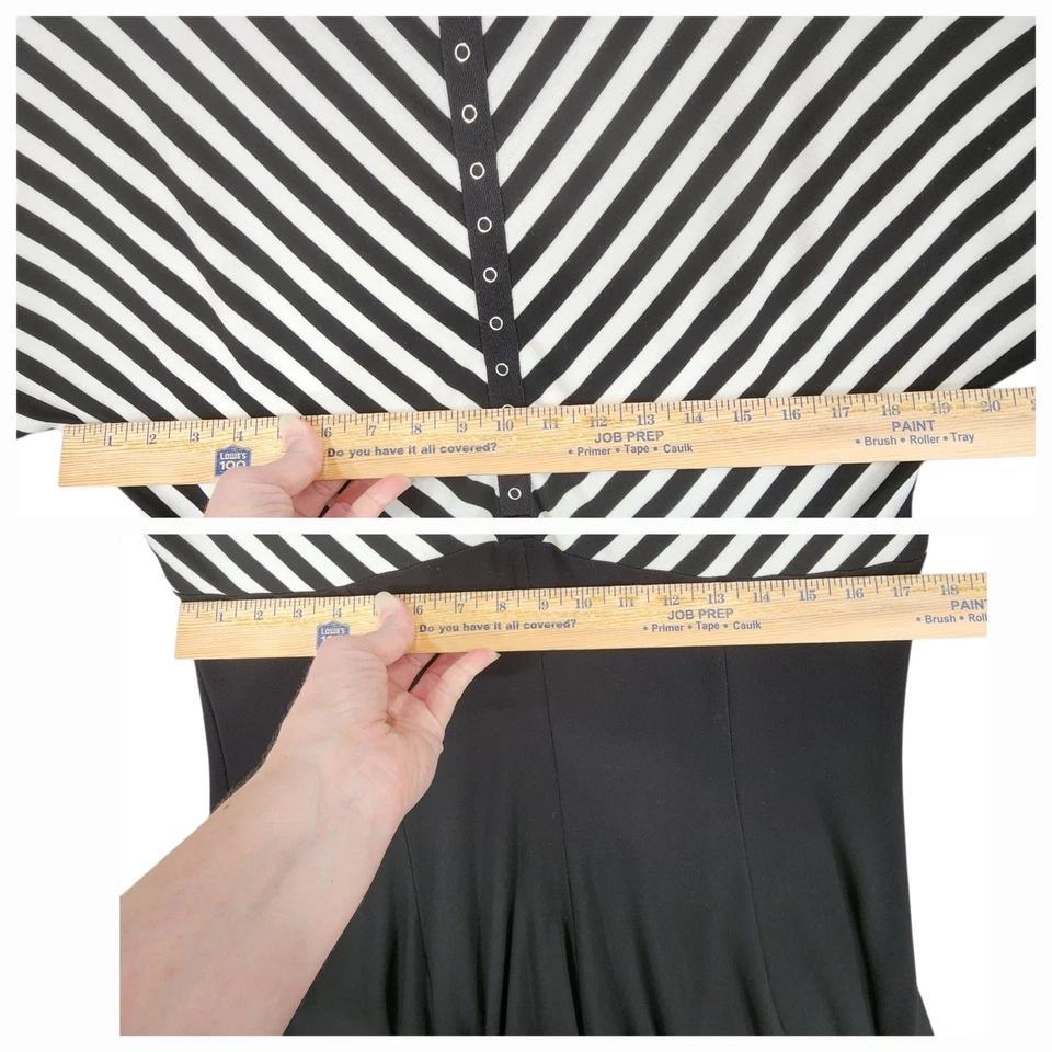 Vestido Suéter Betsey Johnson Talla XXL Mujer Negro Blanco Manga Globo Retro LEER Foto 4 de 4