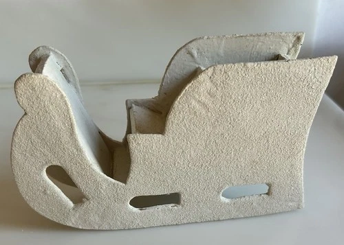 Vintage GERMAN Papier Mache Mica Santa XMAS Sleigh Cardboard Candy PUTZ