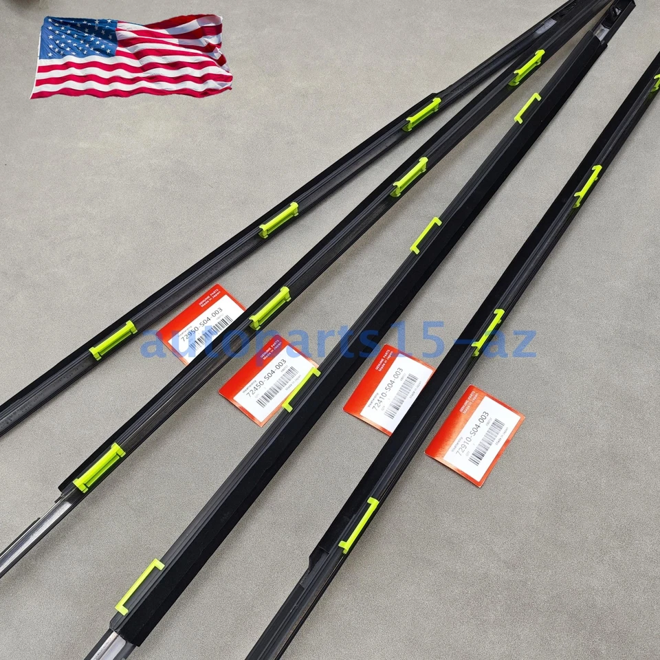 4PCS ! Belt Weatherstrip Window Seal Molding Set For 96-00 Honda Civic Sedan Foto 2 de 4