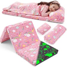 Preschool Nap Mat with Pillow and Blanket, 21" x 50" Glow Sleeping Bag Toddle...