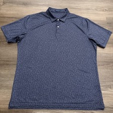 Peter Millar Crown Crafted Polo Shirt All Over Print Blue Tailored Fit Mens XL
