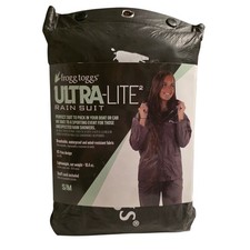 Frogg Toggs Ultra-Lite Rain Suit-Black Hooded Raglan Sleeve Outdoor Full Zip S/M