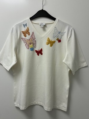 Da  T-Shirt   v . '' Elegance ''  ,  1/2 Arm ,  Gr. 44  ecru m. Applik.      NEU