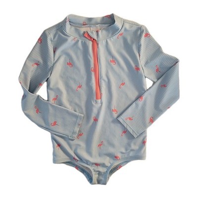 Carters Just One You Girls Swimsuit Size 4T One Piece Rash Guard Flamingos