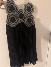 Chanel Dress Size 8 Au (size 2) Black Flower Appliqué Pleats Beads Stunning