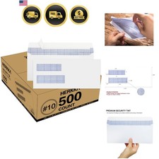 500 Pack Double Window Security Self-Seal Envelopes - Suitable Size for Multi...