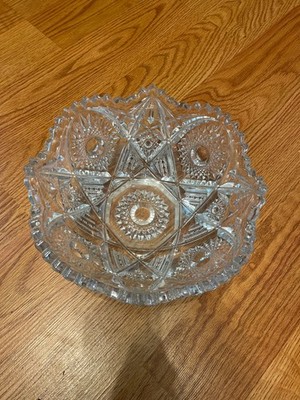 Vintage Heavy Brilliant Cut Glass Bowl 9 inches