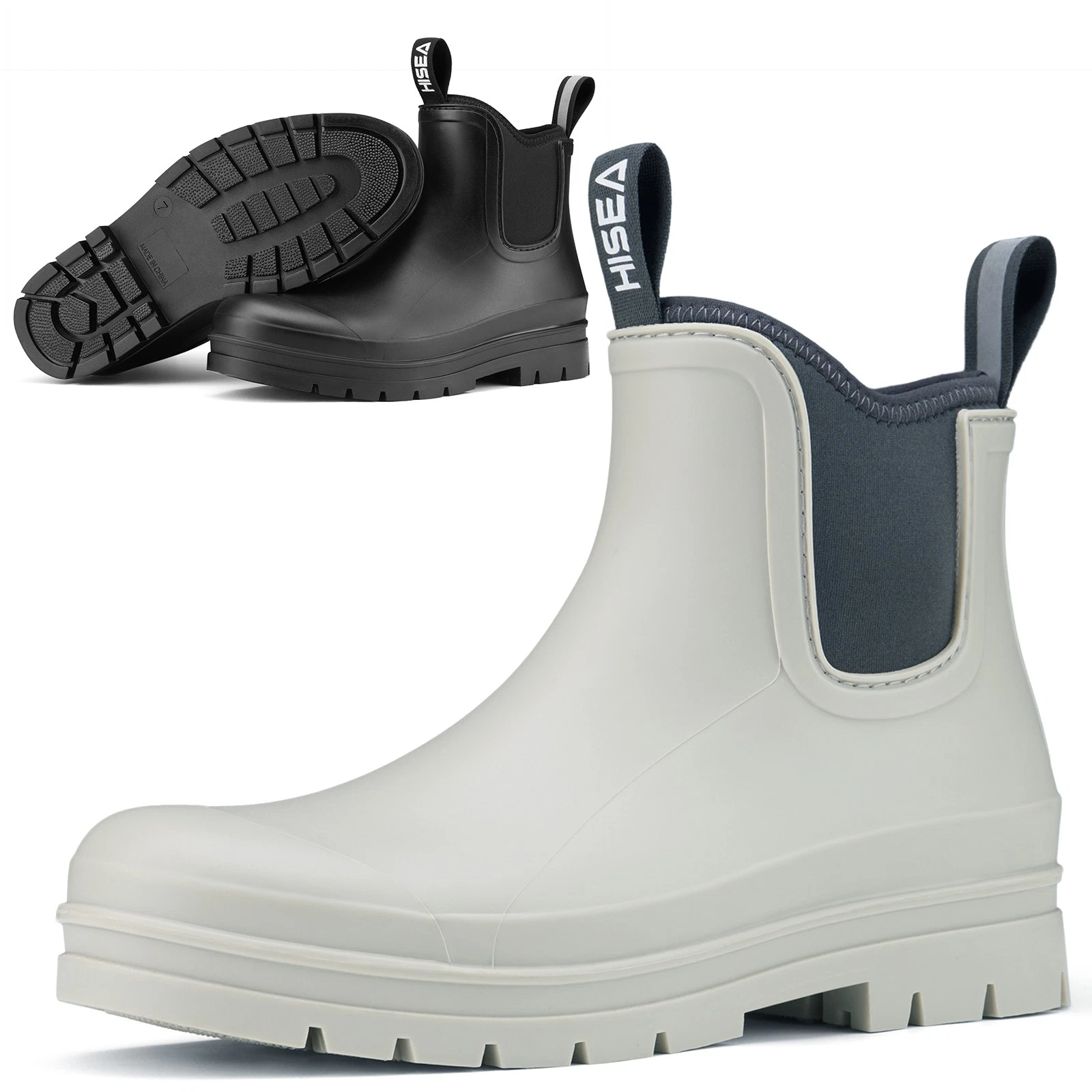 HISEA Women's Chelsea Rain Boots Waterproof Neoprene PVC Ankle Garden Work Boots
