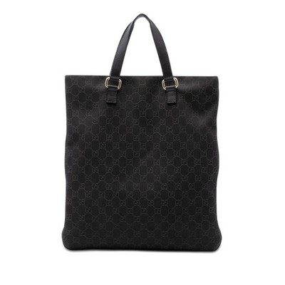 Gucci GG Denim Einkaufstasche Pre-Loved Dunkelbraun