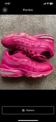 Nike Air Max 95 Vivid Pink Women s Low Top Lace-Up Leather Sneakers 336620-606