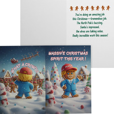 Funny Trump Christmas Card | Gingerbread Man Trump Rally | Bulk Discounts