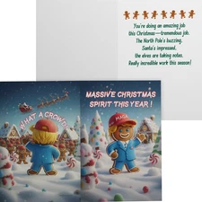 Funny Trump Christmas Card | Gingerbread Man Trump Rally | Bulk Discounts
