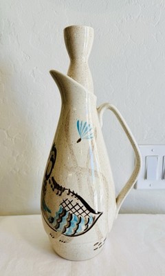 Red Wing Pottery Bob White Pattern Pitcher With Stopper Top. MCM No Chips!