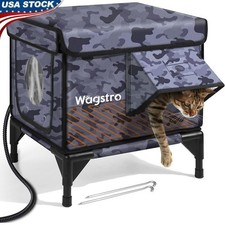 Heated Cat House Insulated Waterproof Outdoor Shelter Escape Door Easy Assembly