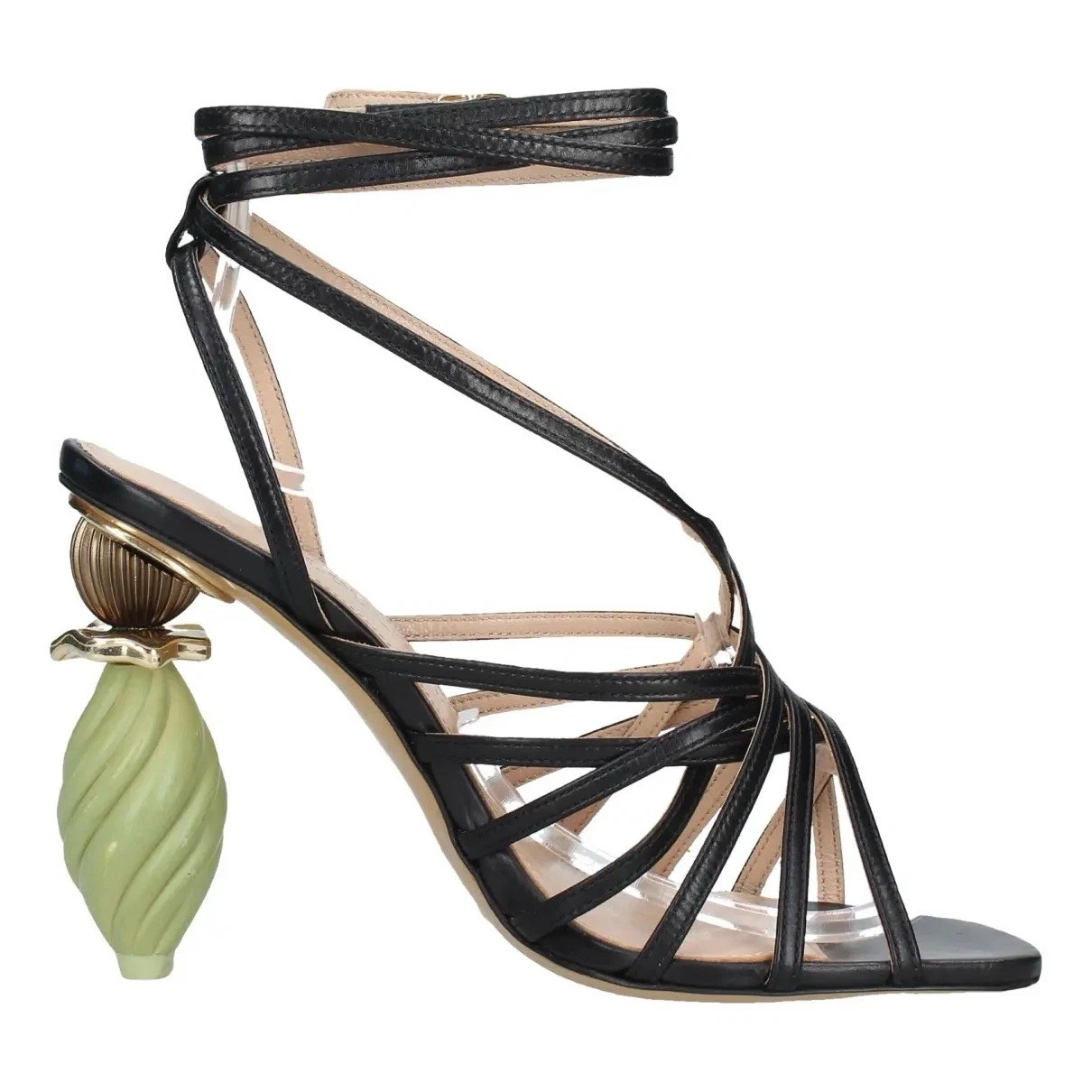 Jacquemus — Jacquemus Black and Green Les Sandales Pisa Sculptural Leather Sandals