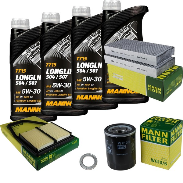 MANN-FILTER Inspektionspaket Mannol 4L Longlife 5W-30 FüR Honda Civic VII-image