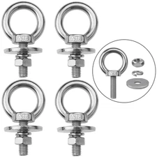 4 Pack M8 Stainless Steel Eye Bolts with Nuts, 5/16" X 1" Long Lifting Ring Eye 