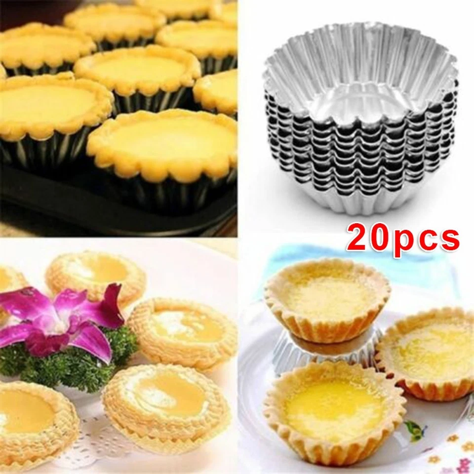 20PCS Lega di Alluminio Antizecche Custodie per Cupcake Fodere Muffin Cottura To - Immagine 4 di 4