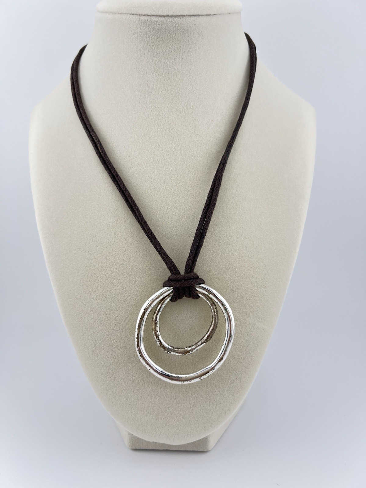 Brown And Silver Statement Necklace - image 1