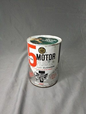 Vintage Metal GOLD EAGLE Oil CO. Can 5 Minute MOTOR FLUSH  & CLEANER ~ empty