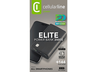 Cellular Line Elite 20000 mAh Powerbank 2x USB-C 1x USB-A Handy Kopfhörer Tablet