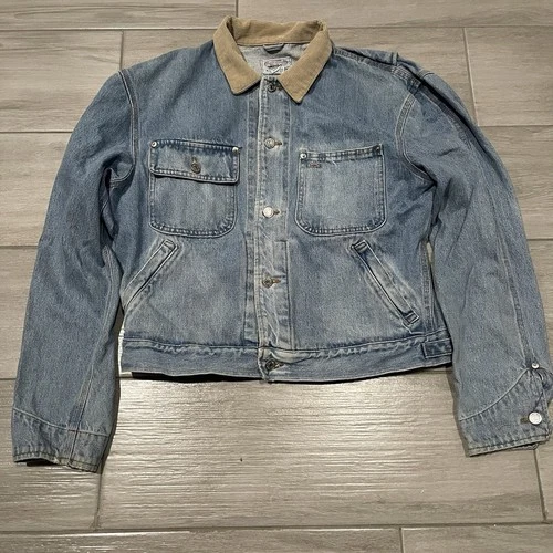 Vintage Polo Ralph Lauren Indian Head Chief Denim Jacket Mens Medium Seminole image 2