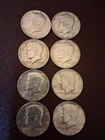 Lot of 8 beutiful AU XF 1964 kennedy half dollar dollars 50C 90% SILVER
