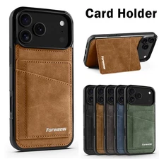 Case With Card Slot For iPhone 17 Pro Max 16 15 14 13 12 Leather Holder Cover