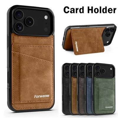 Case With Card Slot For iPhone 17 Pro Max 16 15 14 13 12 Leather Holder Cover